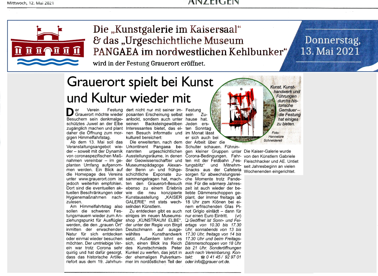 Stader Tageblatt | Grauerort | Kunstprojekt Galerie kit